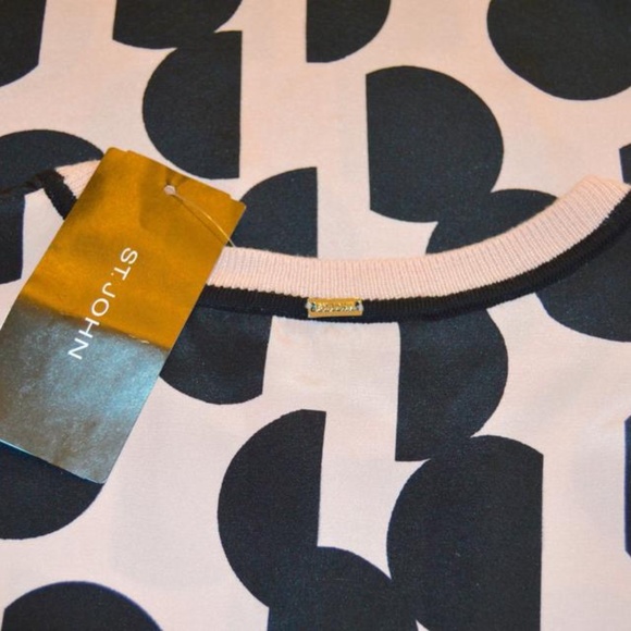 🆕🏷️  Rebecca  Blush/Caviar Polka Dot Print Stretch Retro Silk Blouse. Size 2-6 - Picture 10 of 12